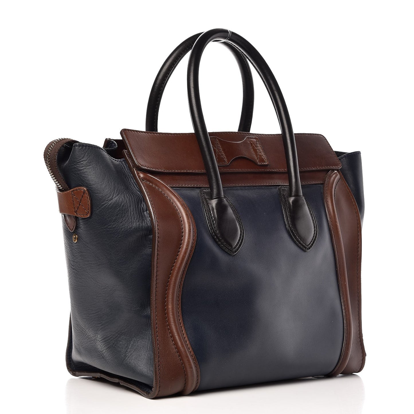 Smooth Calfskin Mini Tri-Color Luggage Navy