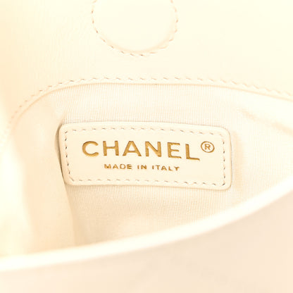 Chanel Calfskin Quilted Fringe Small Shopping Bag White 6 of 10
