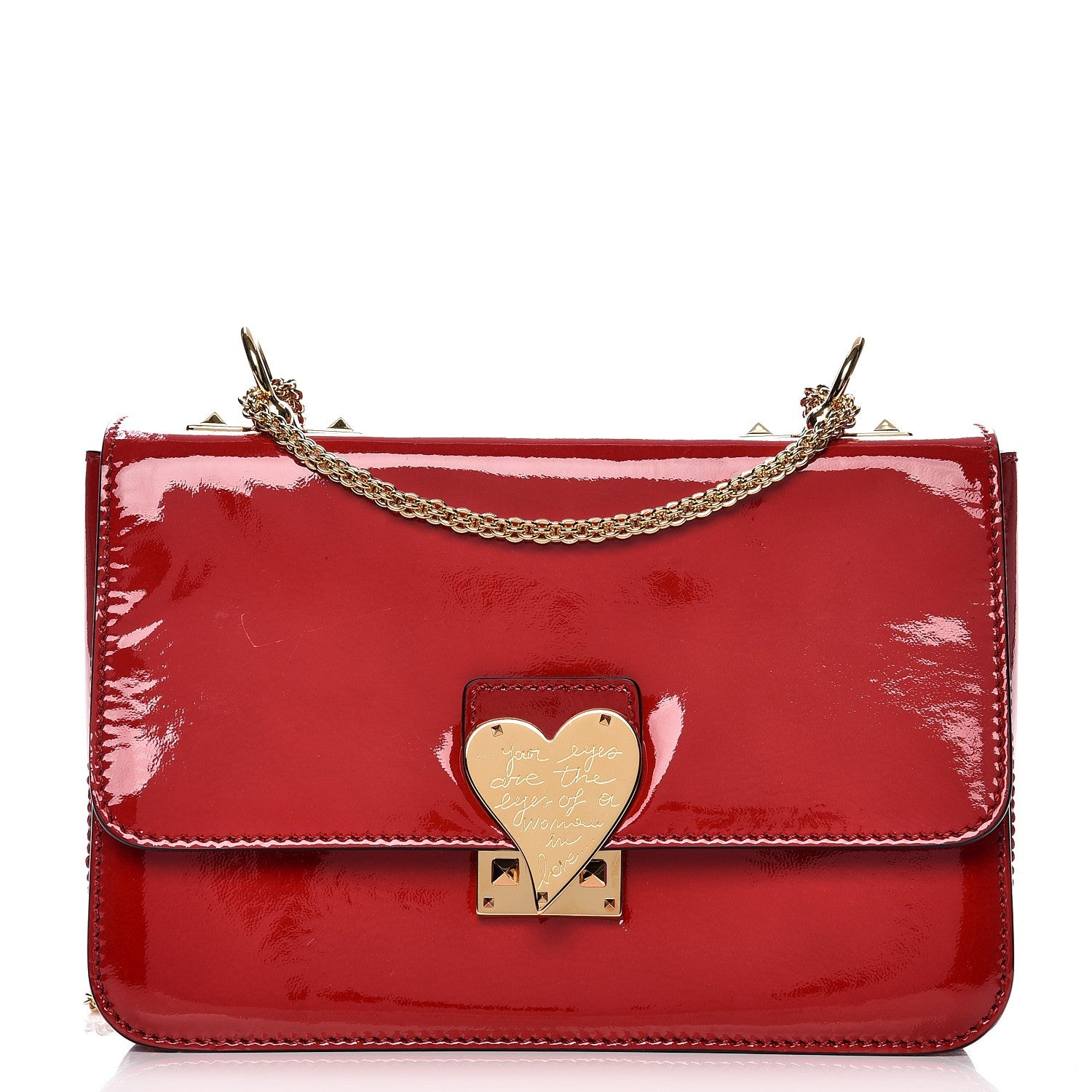 Valentino Garavani Patent L'Amour Rockstud Shoulder Bag Rosso Valentino 1 of 9