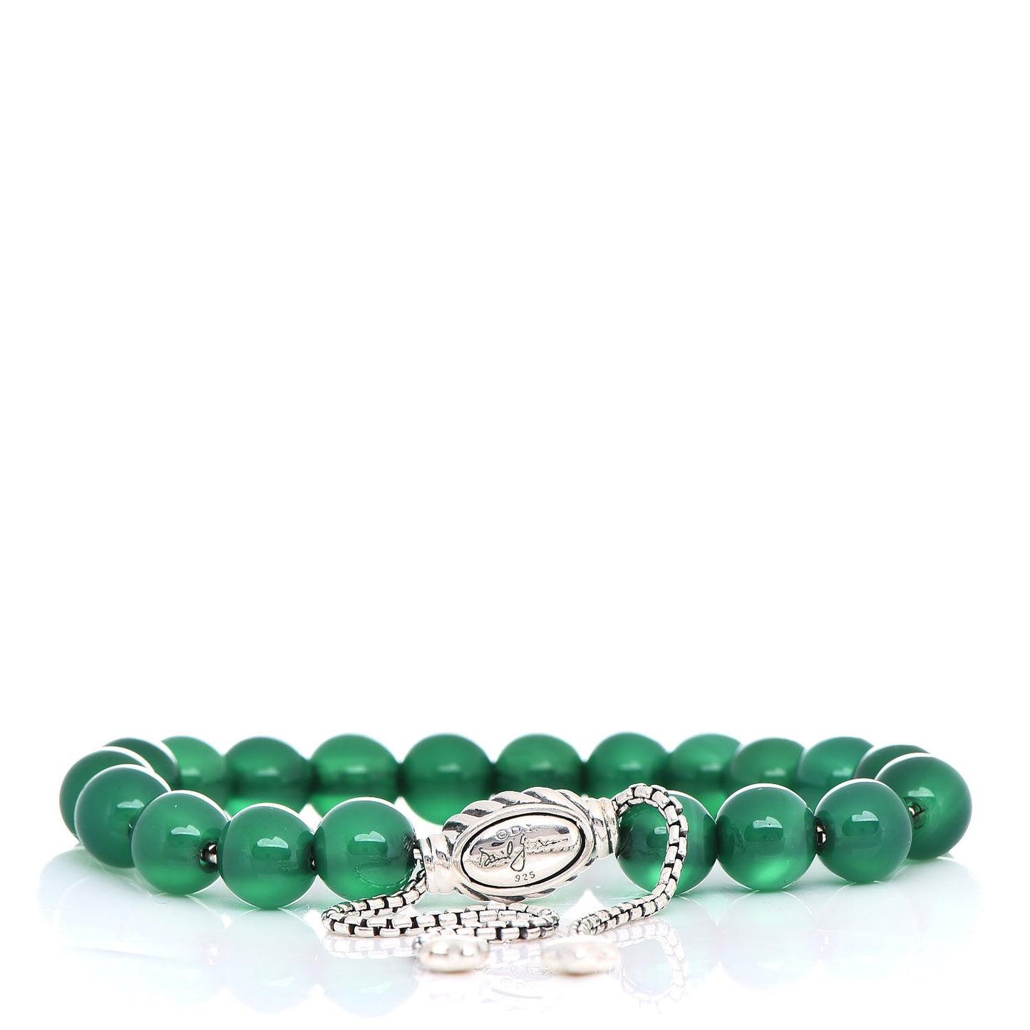 Sterling Silver Green Onyx 8mm Spiritual Beads Bracelet