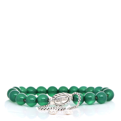 David Yurman Sterling Silver Green Onyx 8mm Spiritual Beads Bracelet 3 of 4