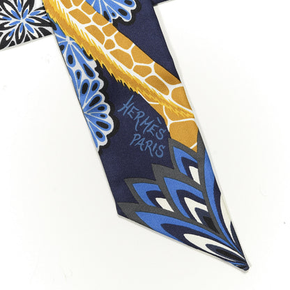 Hermes Silk The Three Graces Twilly Bleu Nuit Gold Black 2 of 3