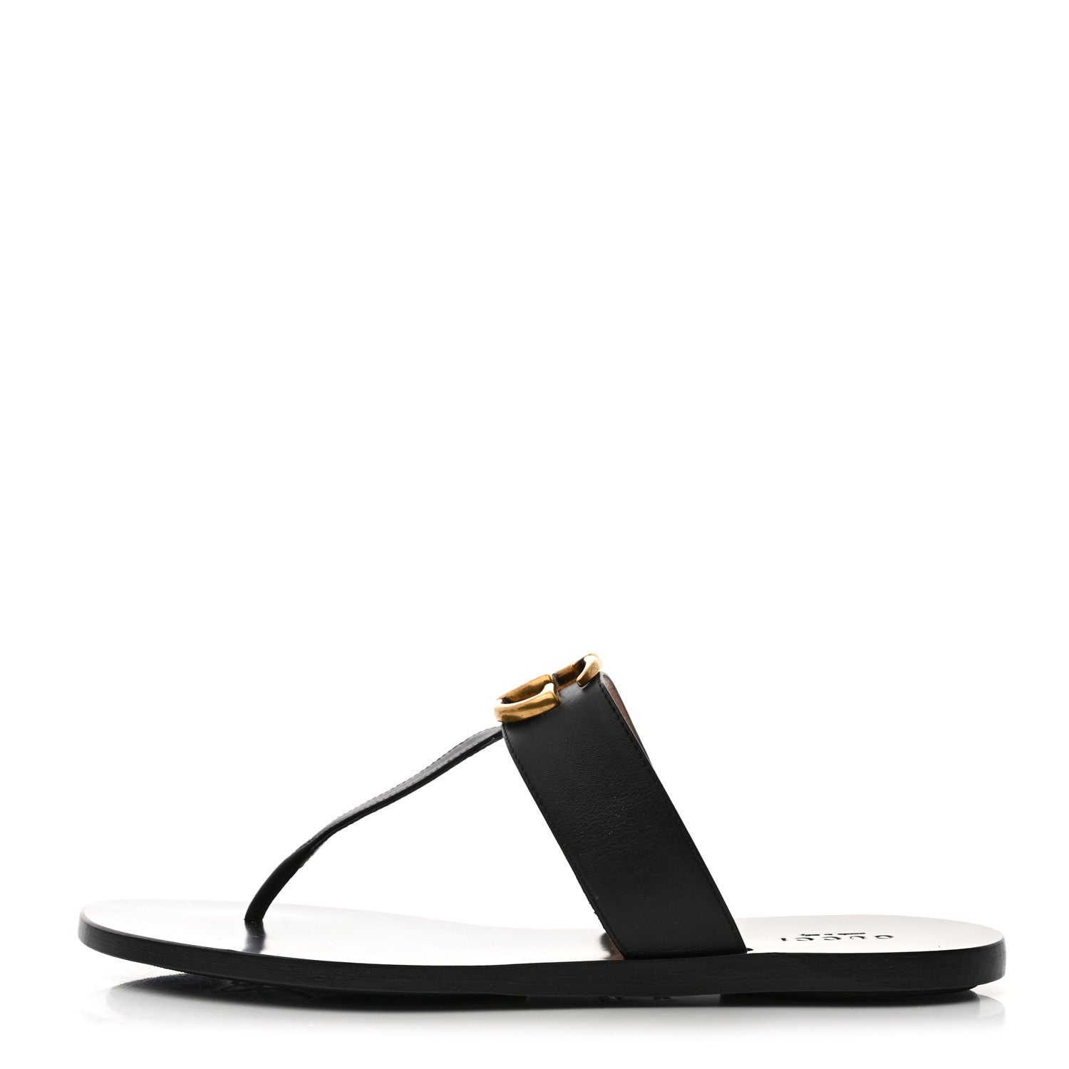 Gucci Calfskin GG Marmont Thong Sandals 38 Black 1 of 8