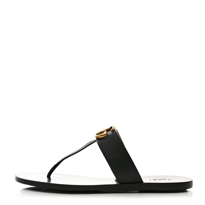 Gucci Calfskin GG Marmont Thong Sandals 38 Black 1 of 8