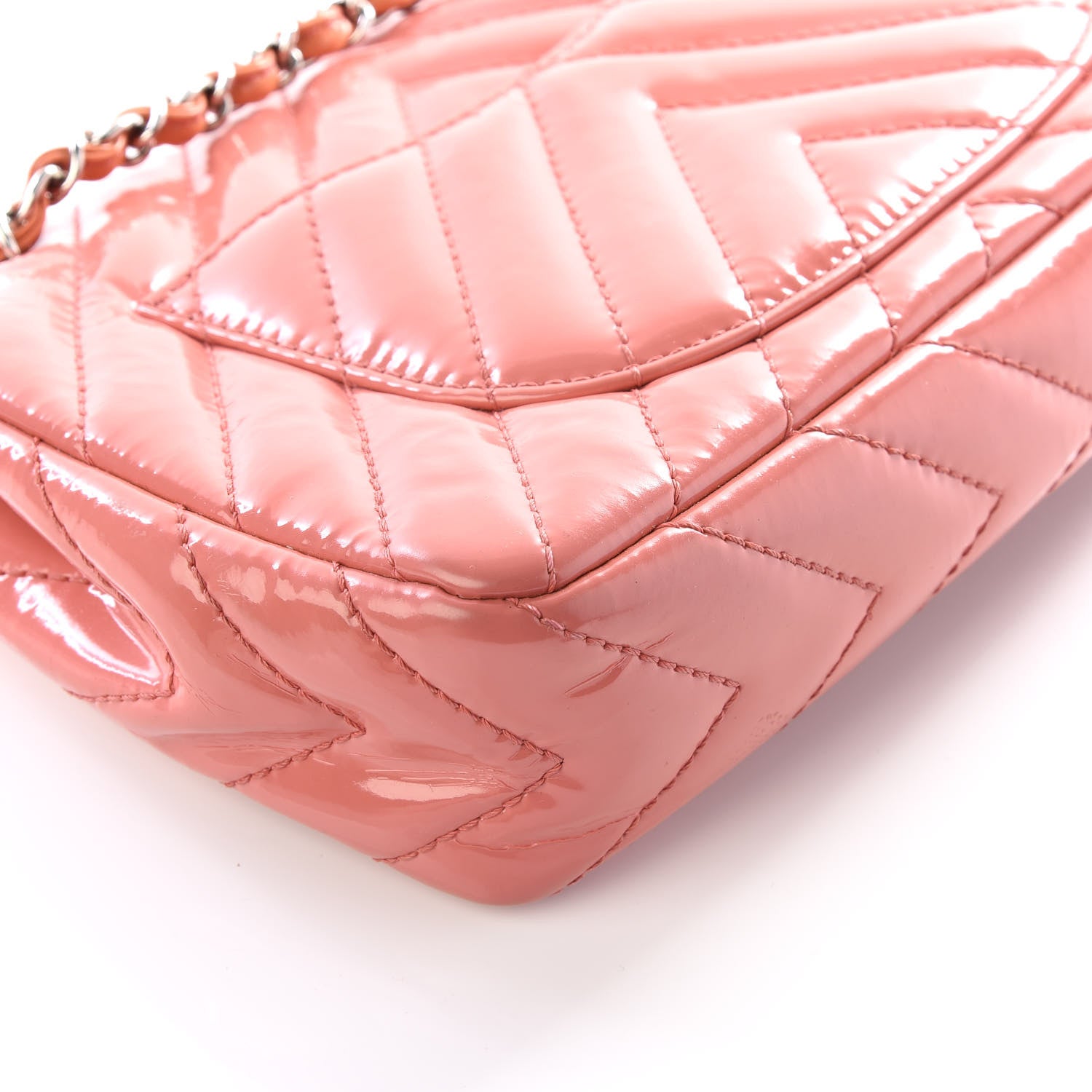 Chanel Patent Chevron Quilted Medium Single Flap Pink 7 of 11