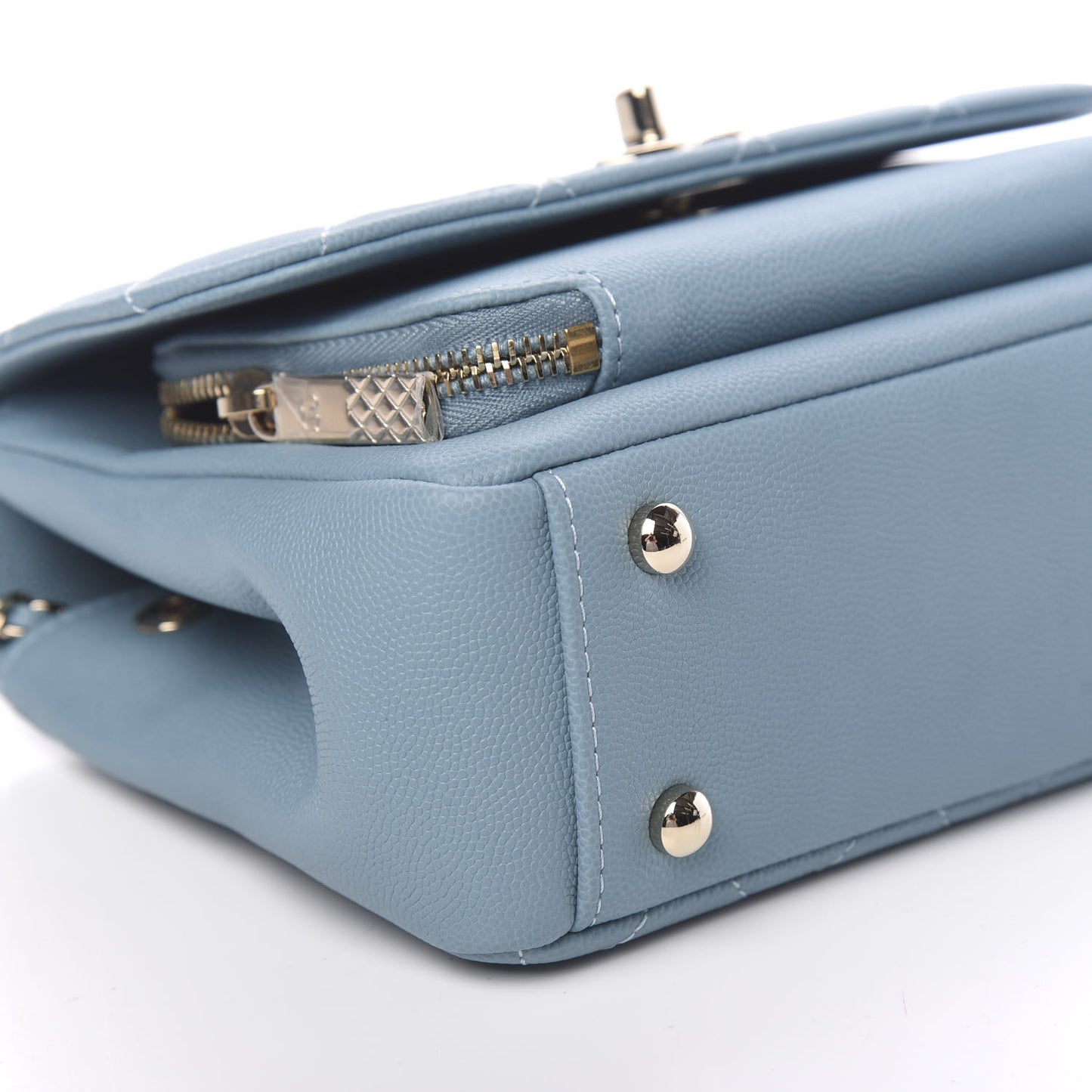 Caviar Quilted Small Business Affinity Flap Light Blue