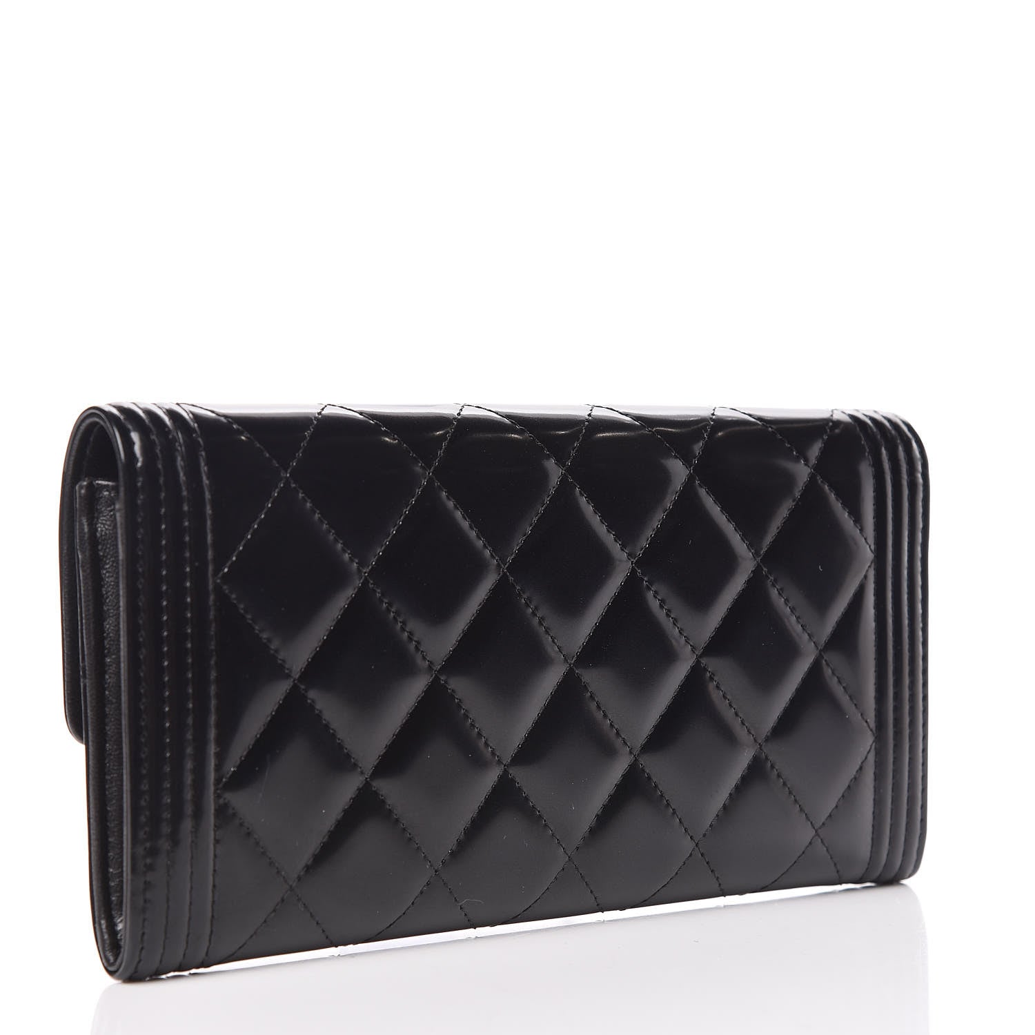 Chanel Iridescent Glazed Calfskin Quilted Boy Flap Wallet Black 3 of 9