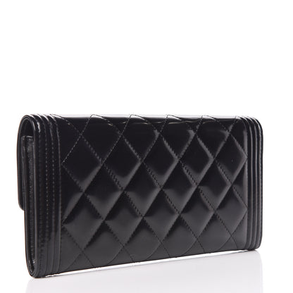 Chanel Iridescent Glazed Calfskin Quilted Boy Flap Wallet Black 3 of 9
