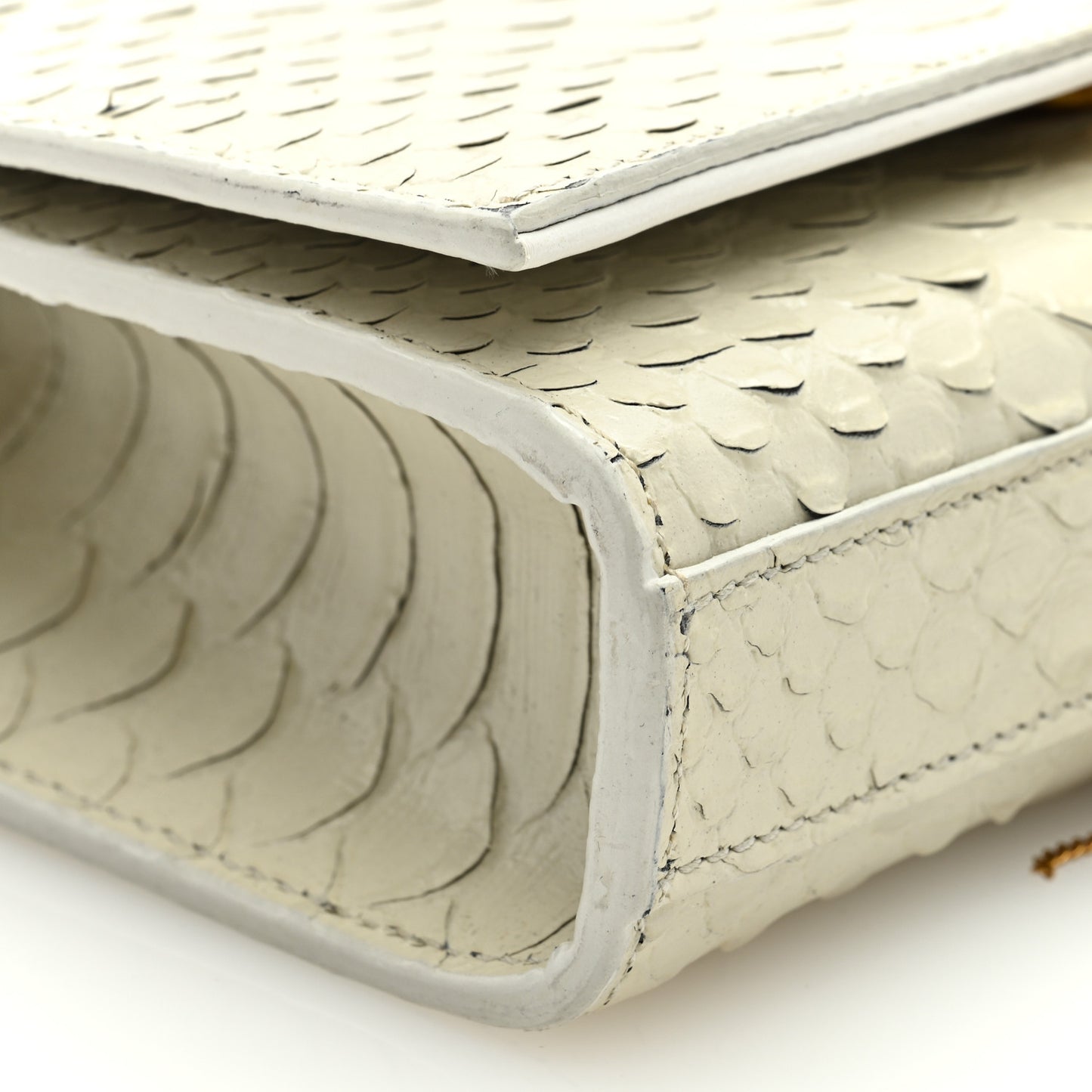 Calfskin Python Embossed Small Classic Monogram Kate Tassel Satchel Ivory