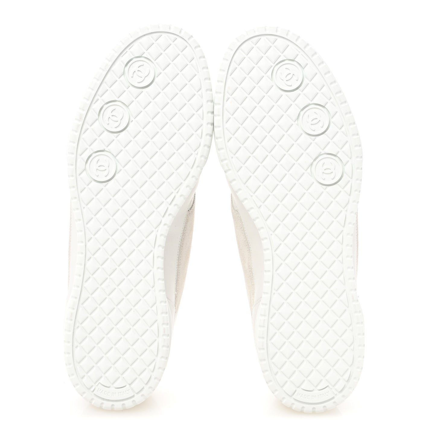 Calfskin Suede Coco Mark Logo Womens Sneakers 40 White