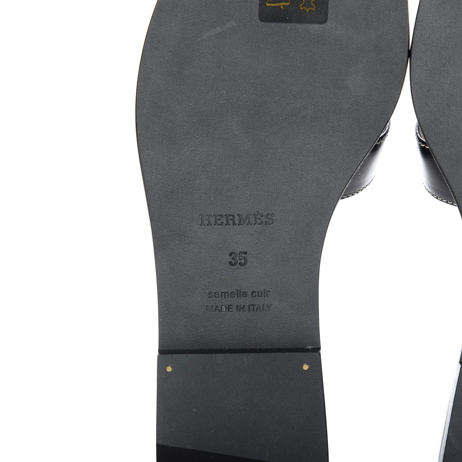 Hermes Box Calfskin Oran Sandals 35 Black 7 of 10