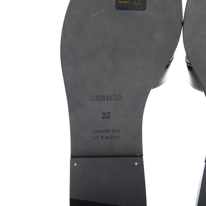 Hermes Box Calfskin Oran Sandals 35 Black 7 of 10