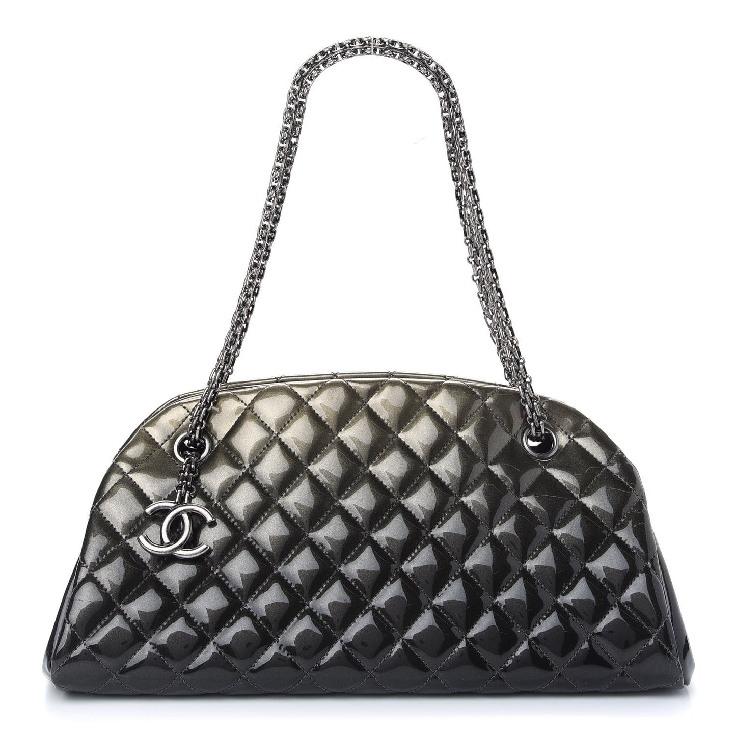 Metallic Patent Quilted Medium Just Mademoiselle Bowling Bag Green Degrade