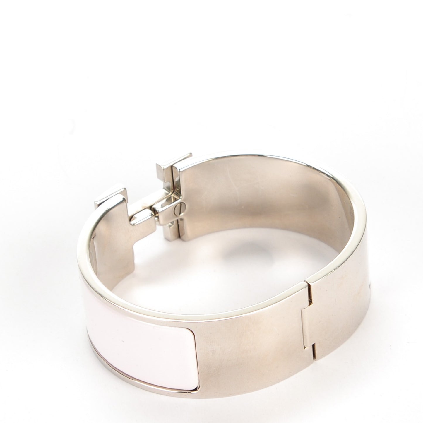 Enamel Wide Clic Clac H Bracelet GM Rose Nymph White