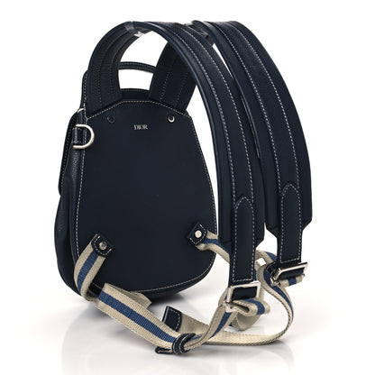Christian Dior Grained Calfskin Saddle Backpack Navy Blue 2 of 9