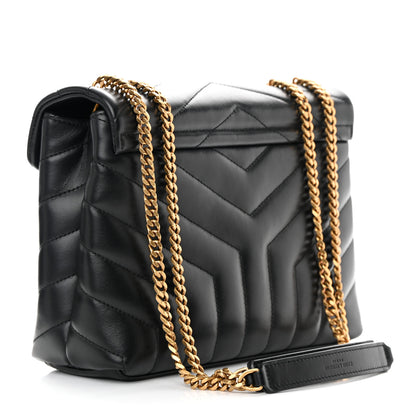 Saint Laurent Calfskin Y Quilted Monogram Small Loulou Chain Satchel Black 3 of 13