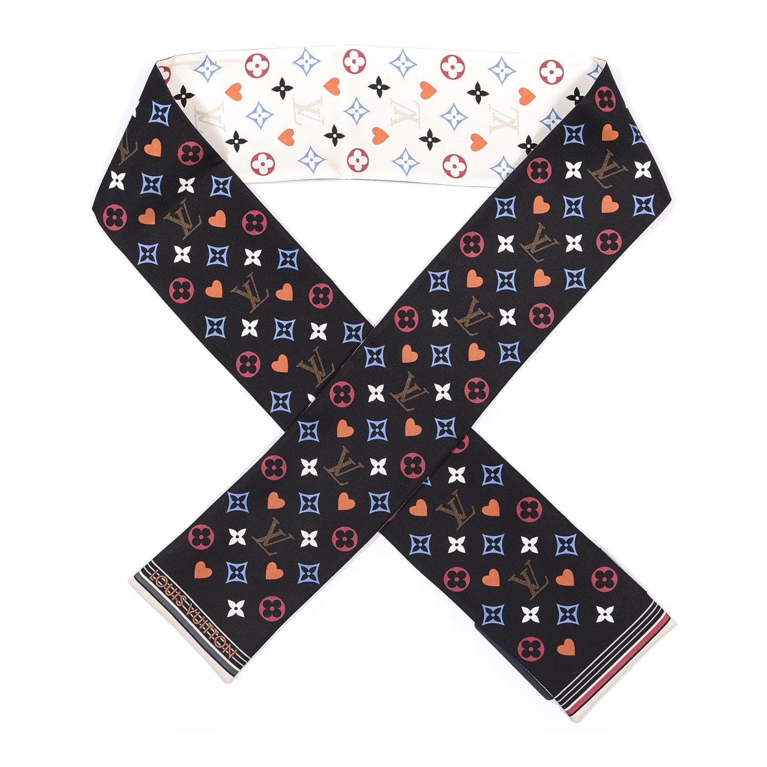 Louis Vuitton Silk Game On Bandeau Black White 1 of 4