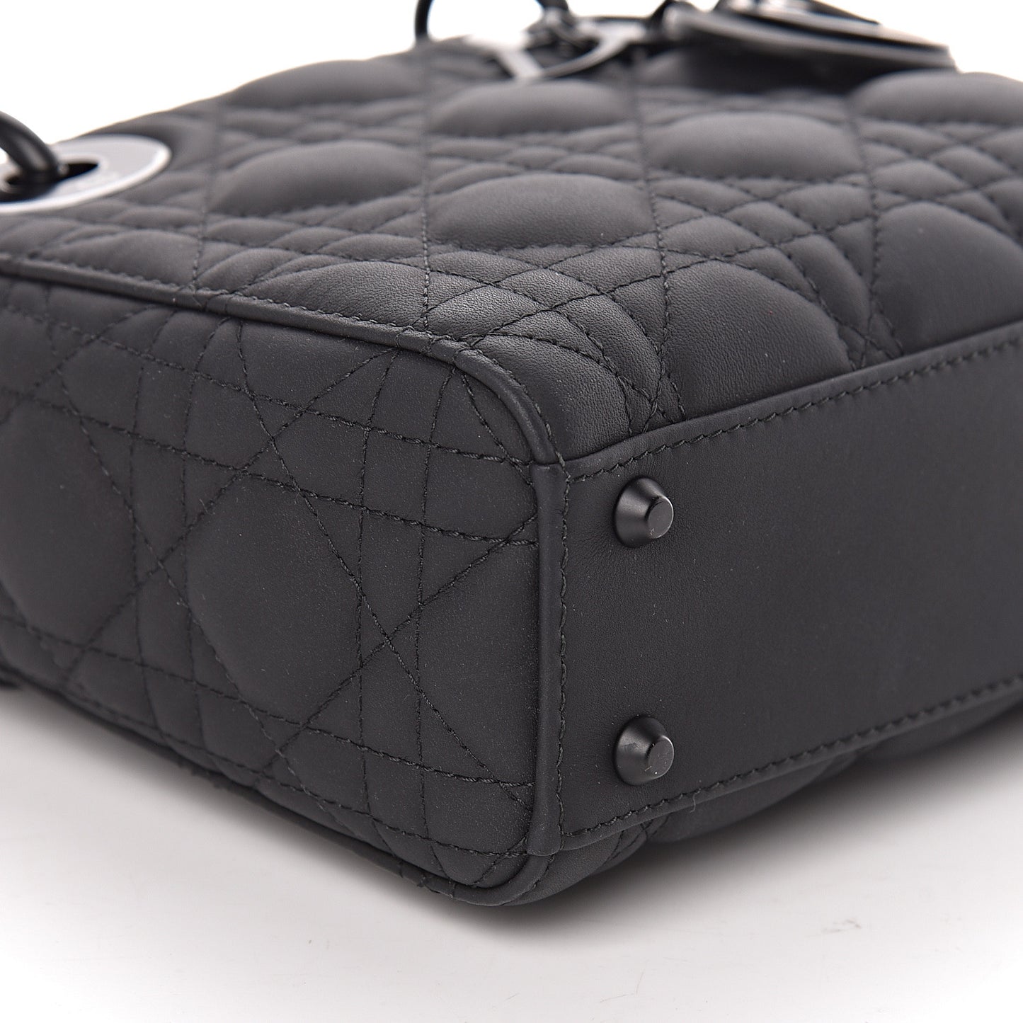 Ultra Matte Calfskin Cannage Mini Lady Dior Black