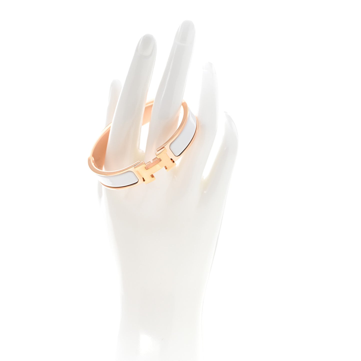 Enamel Narrow Clic Clac H Bracelet PM White