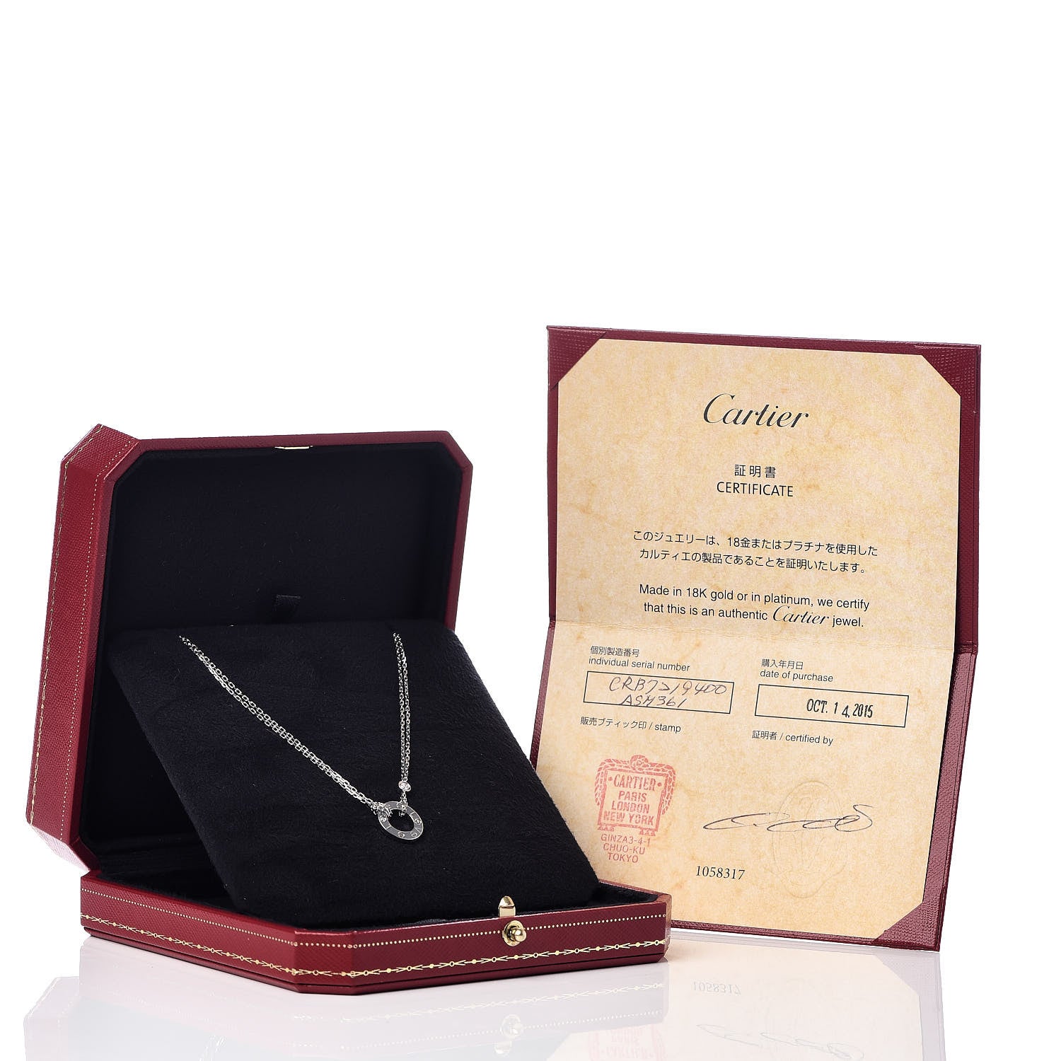 Cartier 18K White Gold 2 Diamond LOVE Necklace 5 of 5
