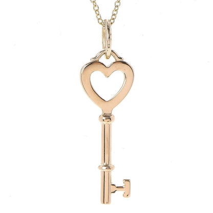 Tiffany 18K Yellow Gold Mini Heart Key Pendant Necklace 7 of 8