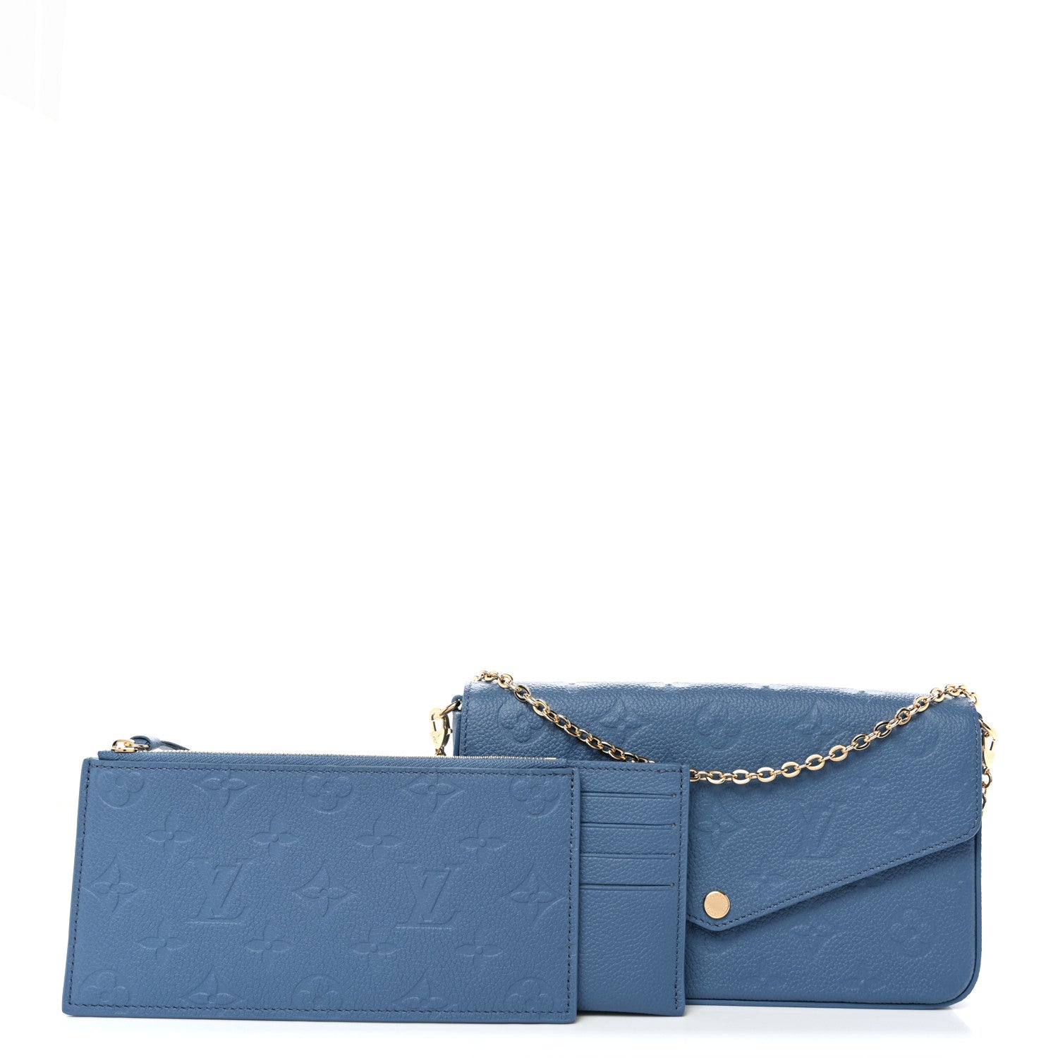 Louis Vuitton Empreinte Pochette Felicie Chain Wallet Blue Jean 3 of 9