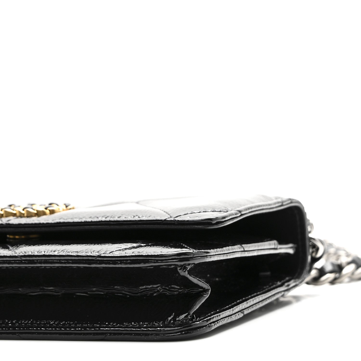 Chanel Shiny Crumpled Calfskin Quilted Chanel 19 Wallet On Chain WOC Black 11 of 11