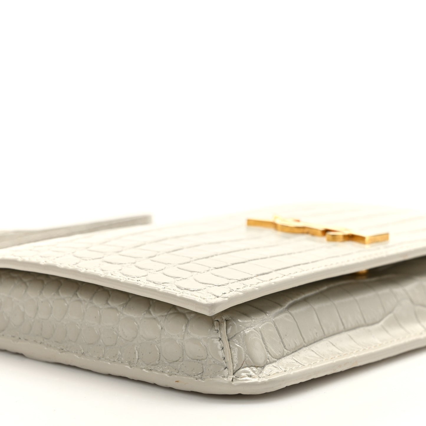 Crocodile Embossed Monogram Phone Holder Crossbody Blanc Vintage