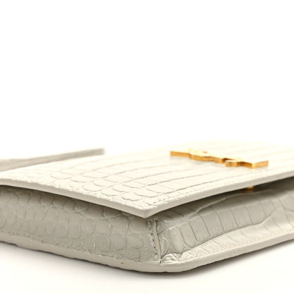 Saint Laurent Crocodile Embossed Monogram Phone Holder Crossbody Blanc Vintage 7 of 8