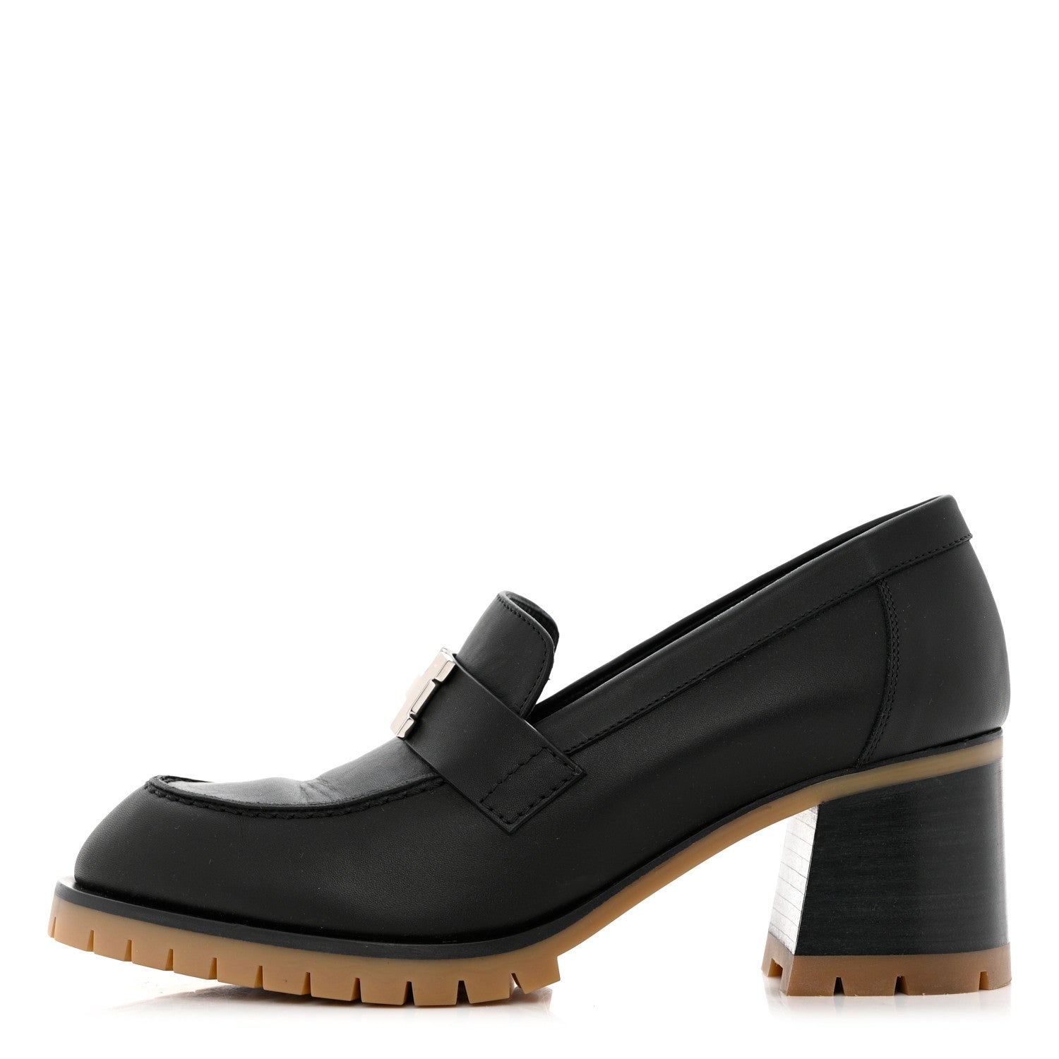 Hermes Calfskin Womens Foch 60 Pump 37 Black 1 of 9