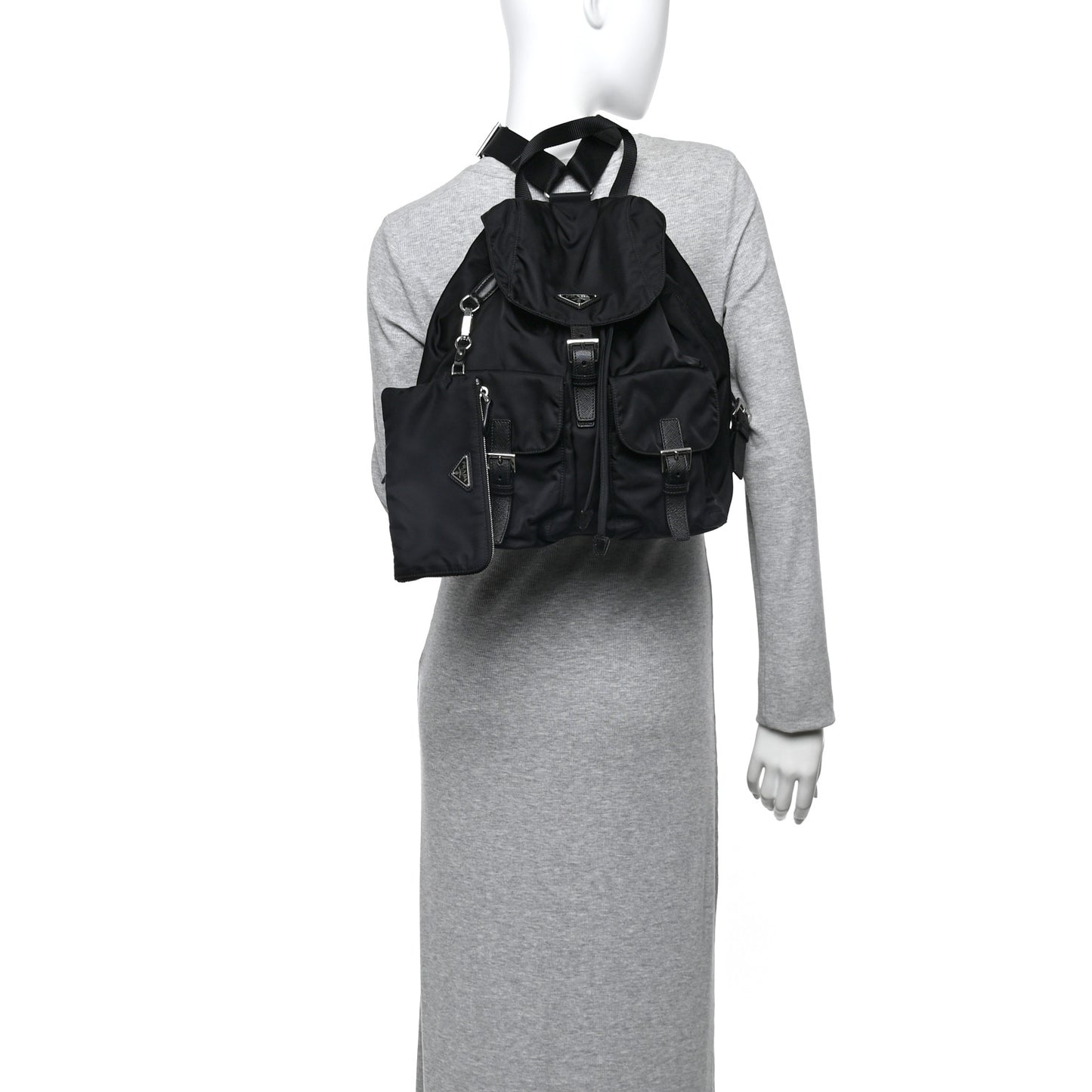 Re-Nylon Vela Saffiano Medium Backpack Black