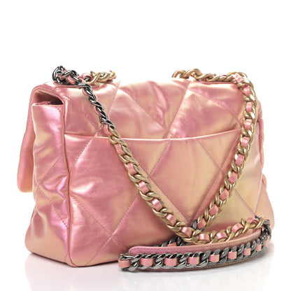 Chanel Iridescent Calfskin Quilted Large Chanel 19 Flap Pink 2 of 9