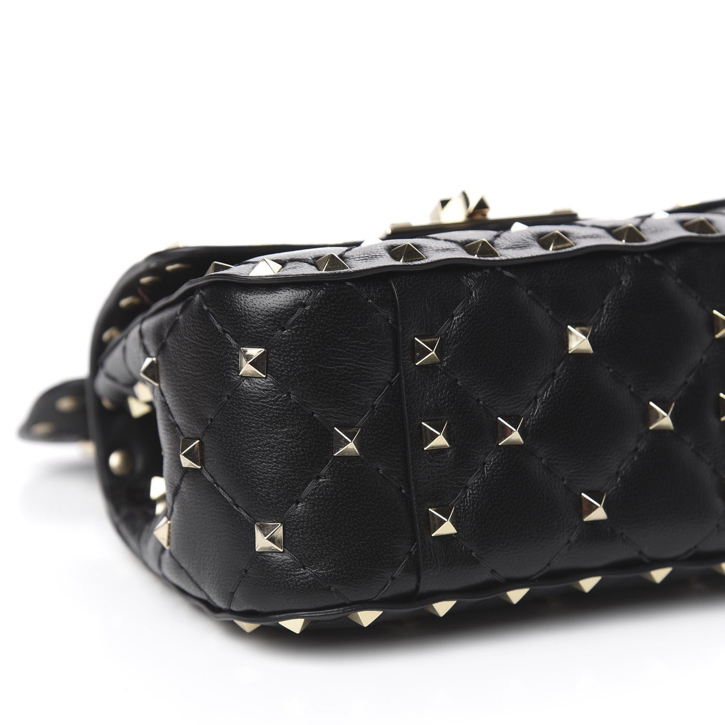 Nappa Micro Rockstud Spike Shoulder Bag Black