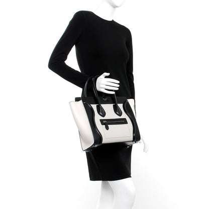 Celine Sleek Calfskin Micro Bi-Color Luggage Black White 2 of 8