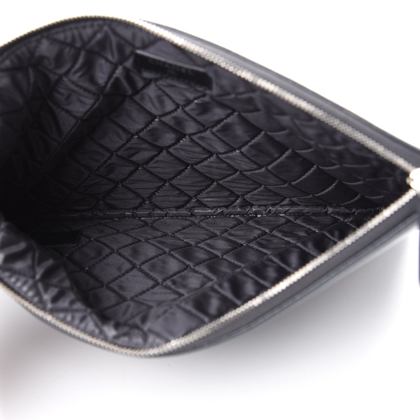 Metallic Caviar Quilted Medium Maxi CC Cosmetic Case Dark Grey