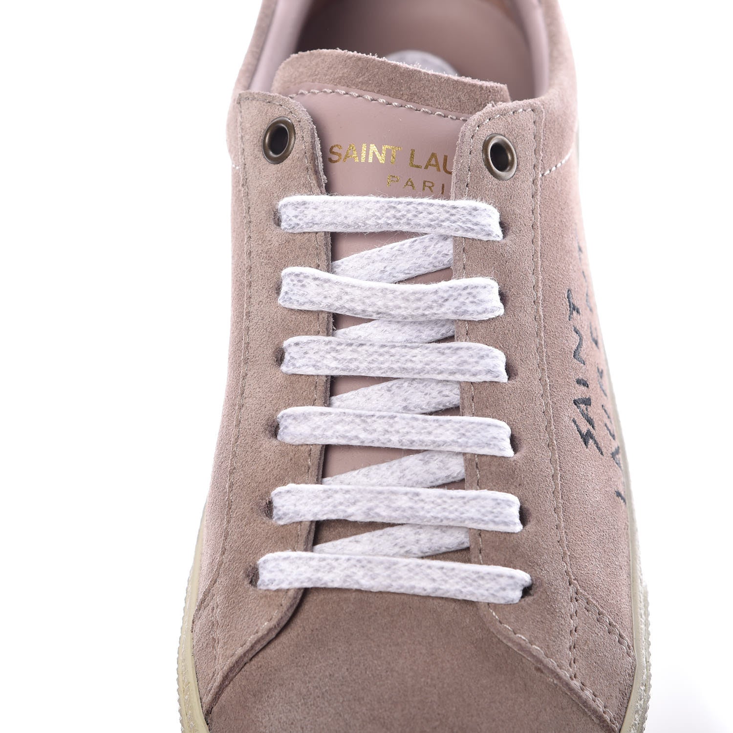 Saint Laurent Distressed Suede Womens Court Classic Sneakers 37 Rose Antique 9 of 10