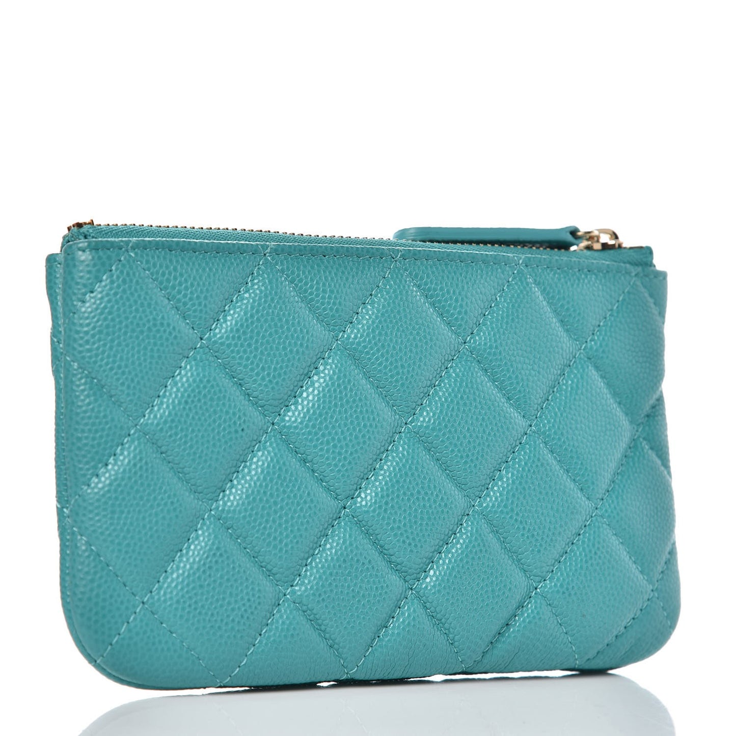 Caviar Quilted Small Cosmetic Case Turquoise