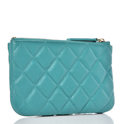 Chanel Caviar Quilted Small Cosmetic Case Turquoise 3 of 8