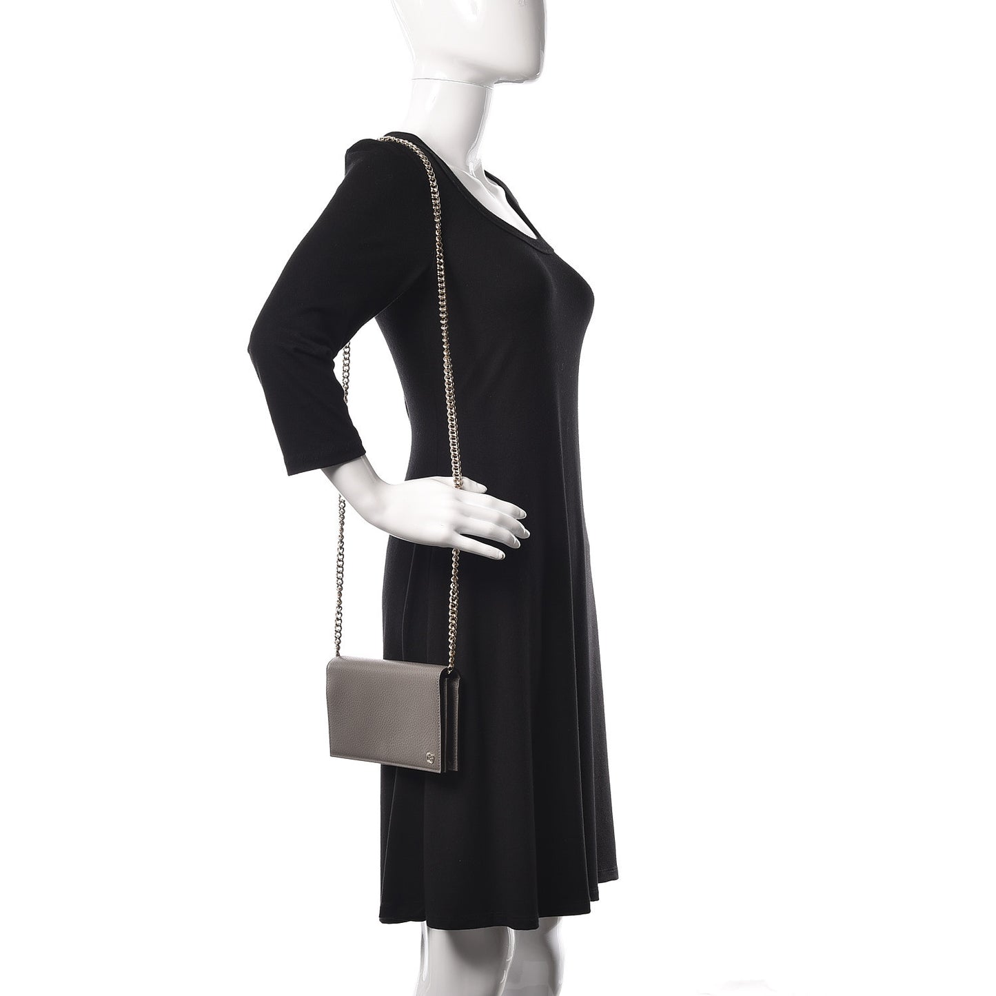 Dollar Calfskin Medium Betty Chain Wallet Loess