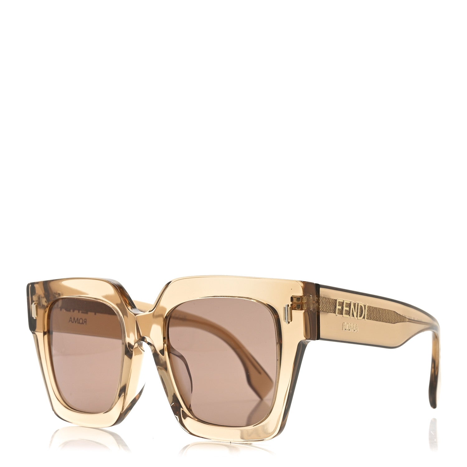 Fendi Acetate Fendi Square Sunglasses FE40101F Transparent Light Brown 1 of 5