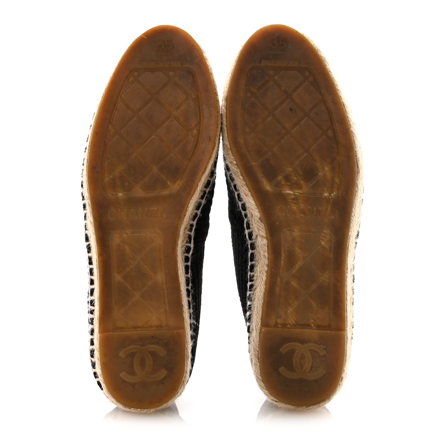 Chanel Velvet Grosgrain Quilted CC Espadrilles 35 Black 6 of 11
