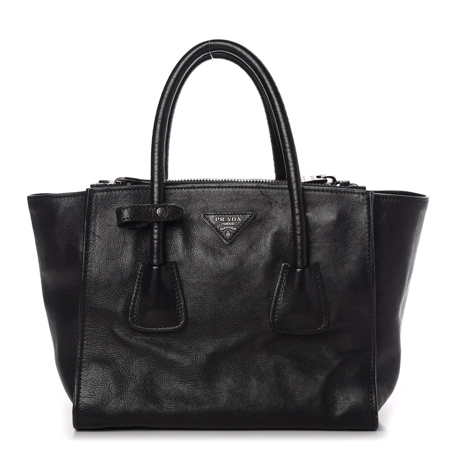 Prada Glace Calf Twin Pocket Tote Black 1 of 14