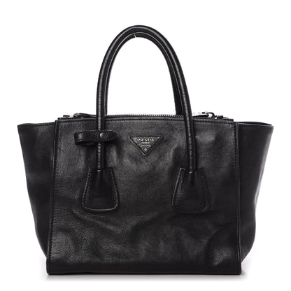 Prada Glace Calf Twin Pocket Tote Black 1 of 14