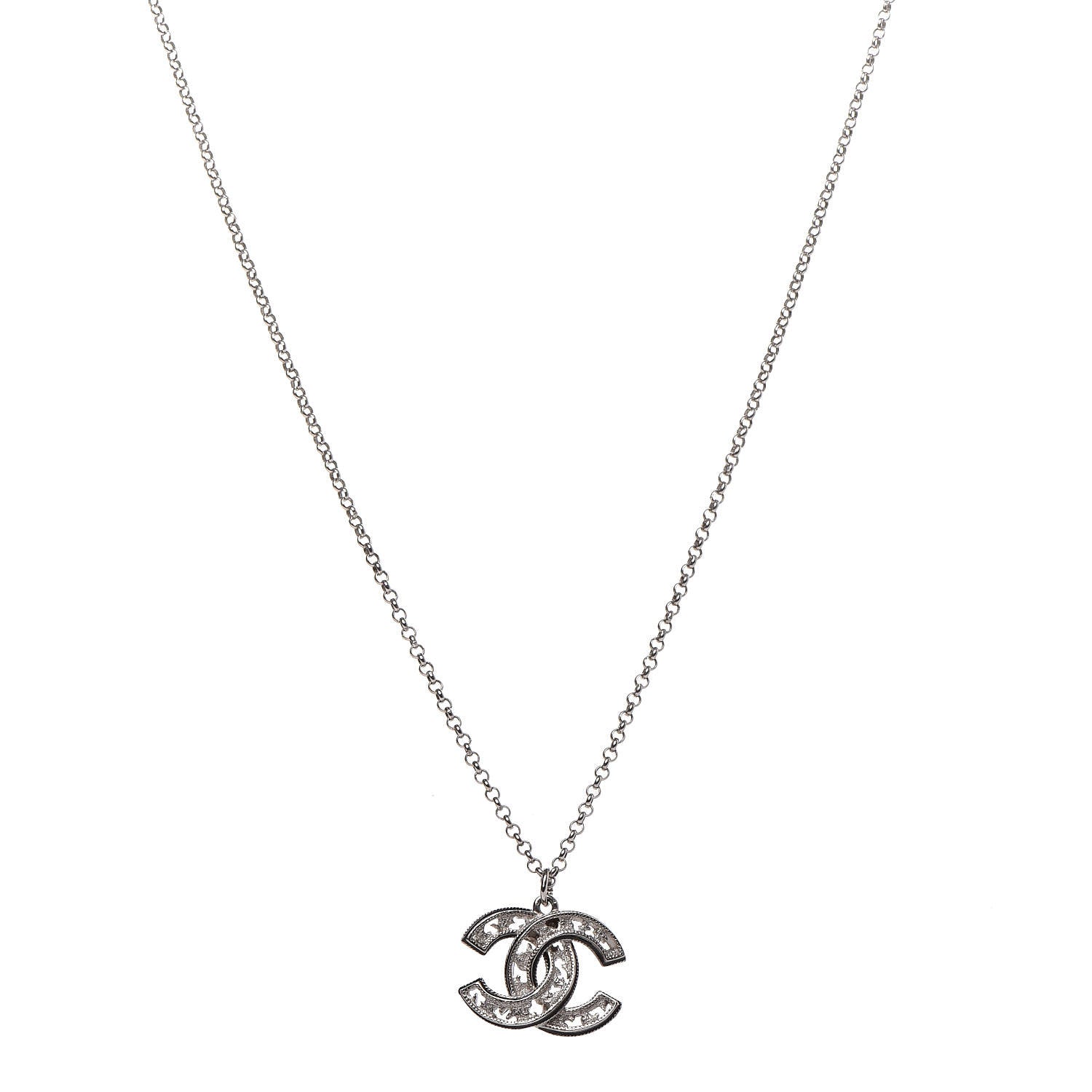 Chanel Ruthenium CC Necklace Silver 1 of 6