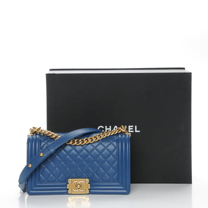 Chanel Lambskin Quilted Medium Boy Flap Blue 8 of 8