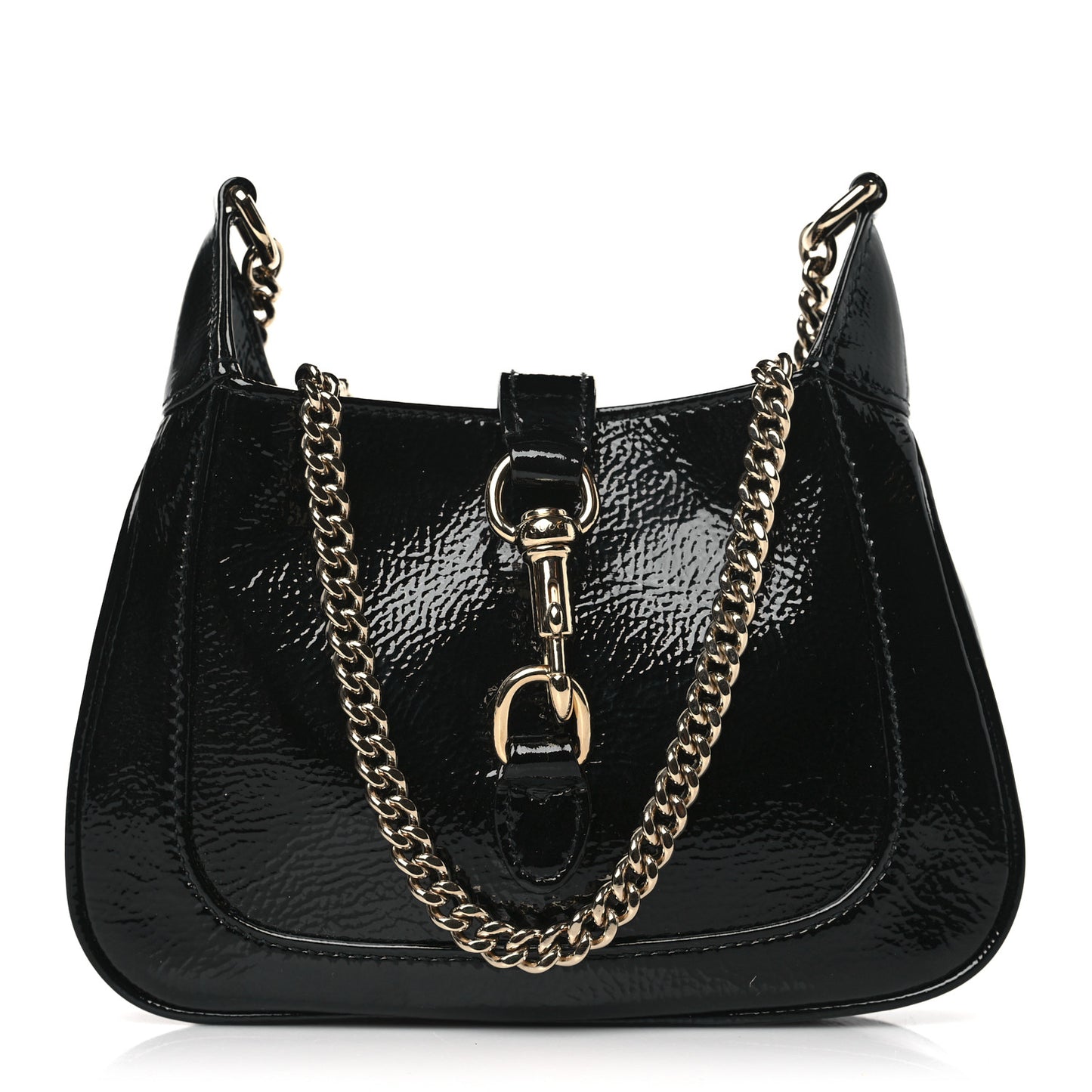 Crinkled Patent Mini Jackie Notte Bag Black
