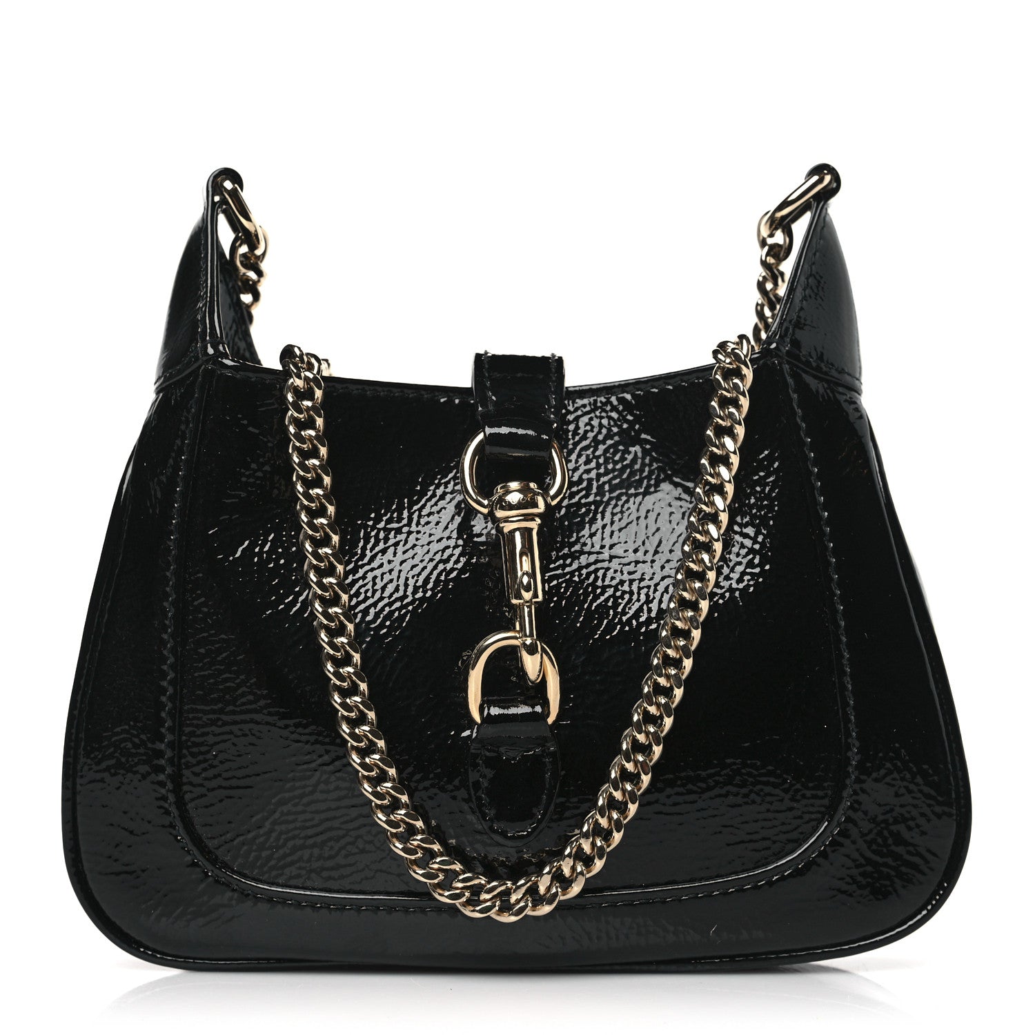 Gucci Crinkled Patent Mini Jackie Notte Bag Black 1 of 8