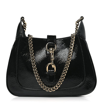 Gucci Crinkled Patent Mini Jackie Notte Bag Black 1 of 8