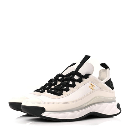 Chanel Velvet Calfskin Mixed Fibers CC Sneakers 39 Ivory Black 3 of 9