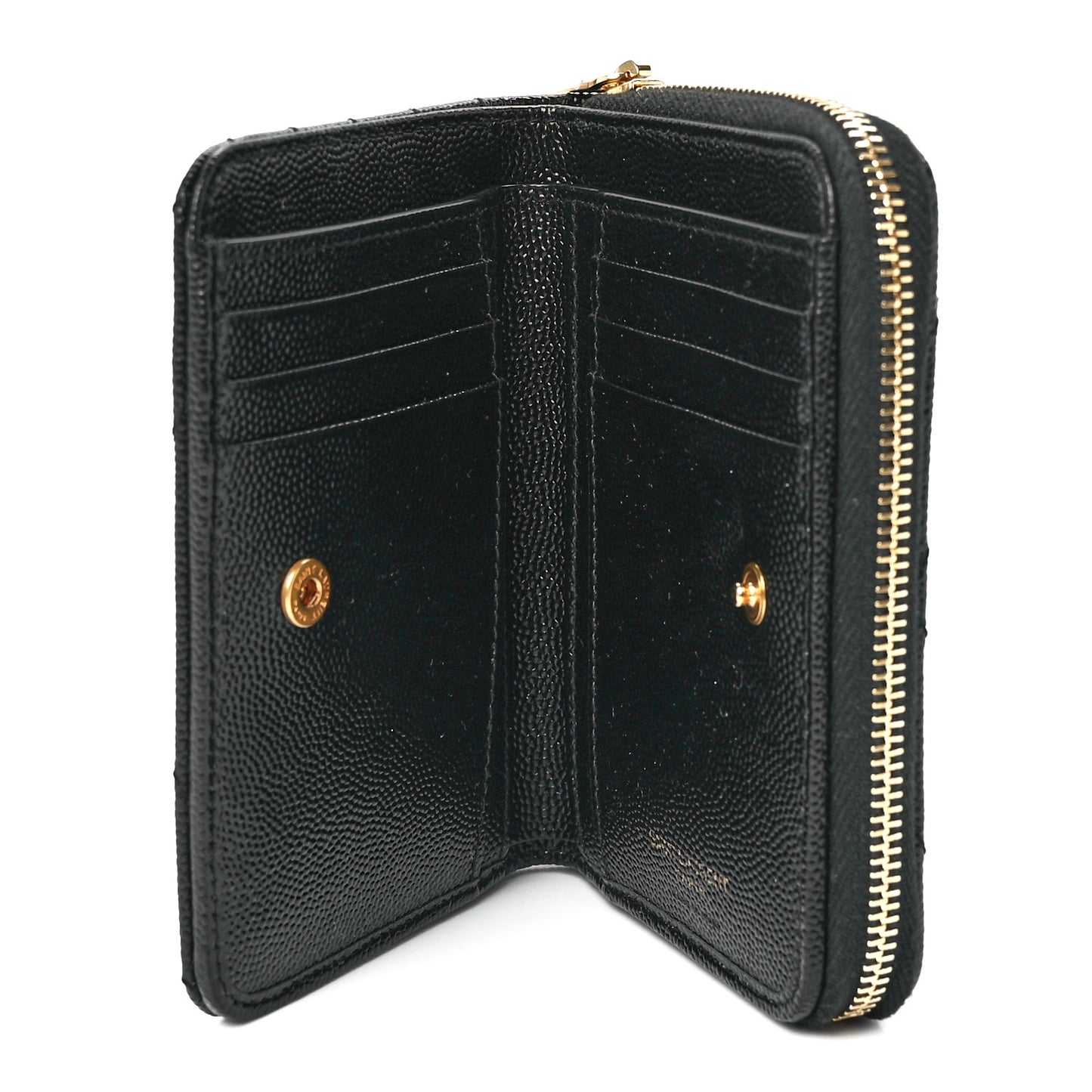Grain De Poudre Matelasse Chevron Monogram Compact Zip Around Wallet Black